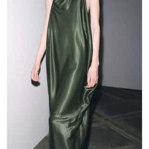 Zara Dark Green Satin Dress